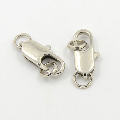 50 Karabinerverschlüsse mit 2 Biegeringen 12 x 6 x 3 mm platinfarben