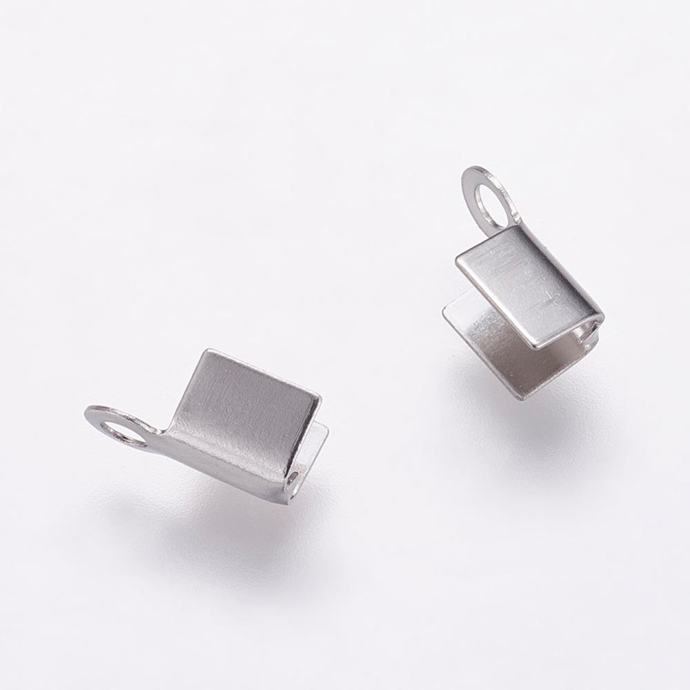 10 hochwertige Bandenden Quetschkalotten Crimp Verschlüsse aus Edelstahl 9 x 4 x 4 mm