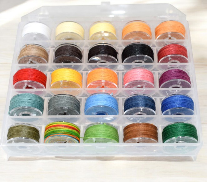1 Kasten Vorratspackung mit 25 Farben gewachster Polyester Schnur 0,55 m (ca. 10 Meter jede Rolle)