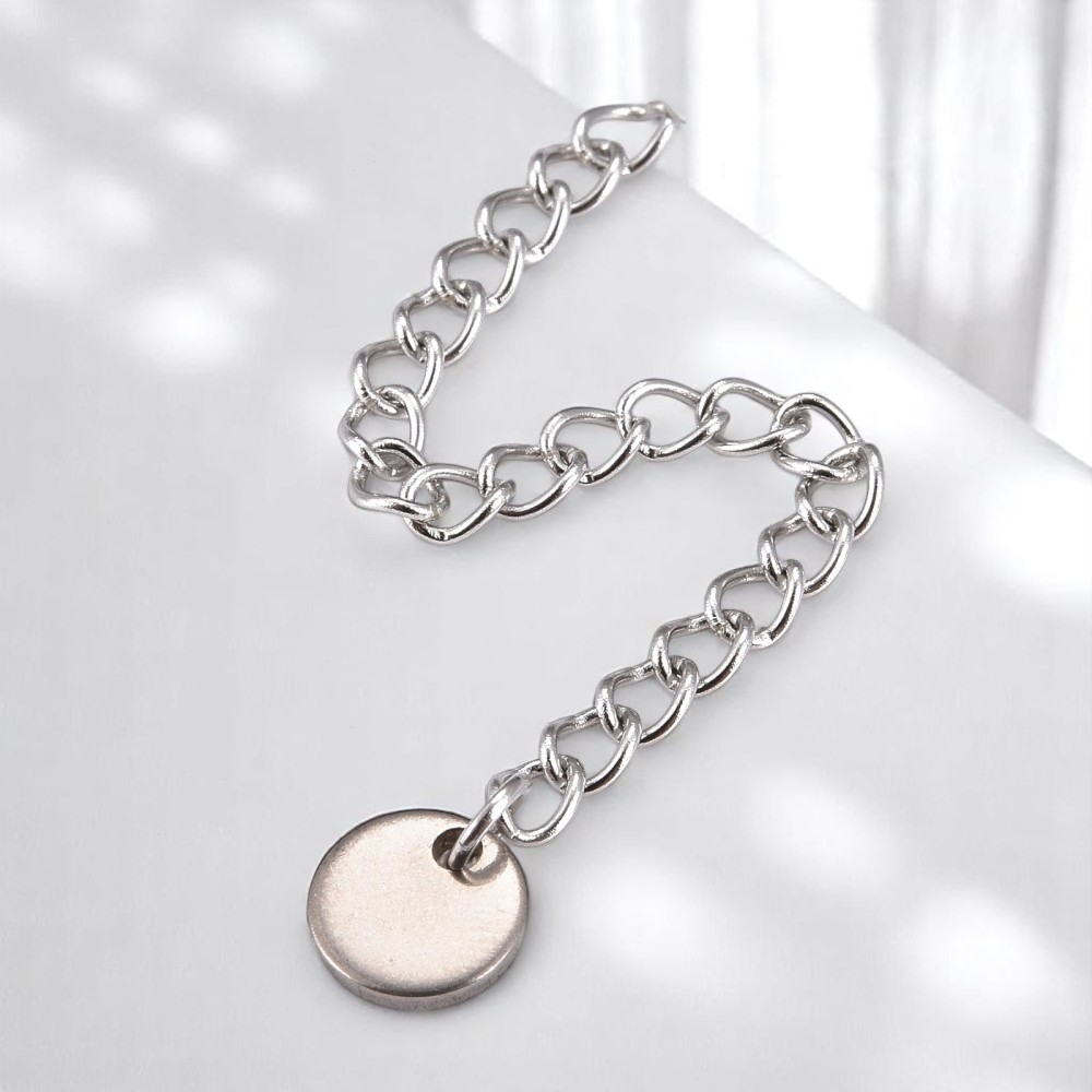 Kettenverlängerung aus Edelstahl mit Edelstahl Charm Anhänger ca. 5,8 cm Länge