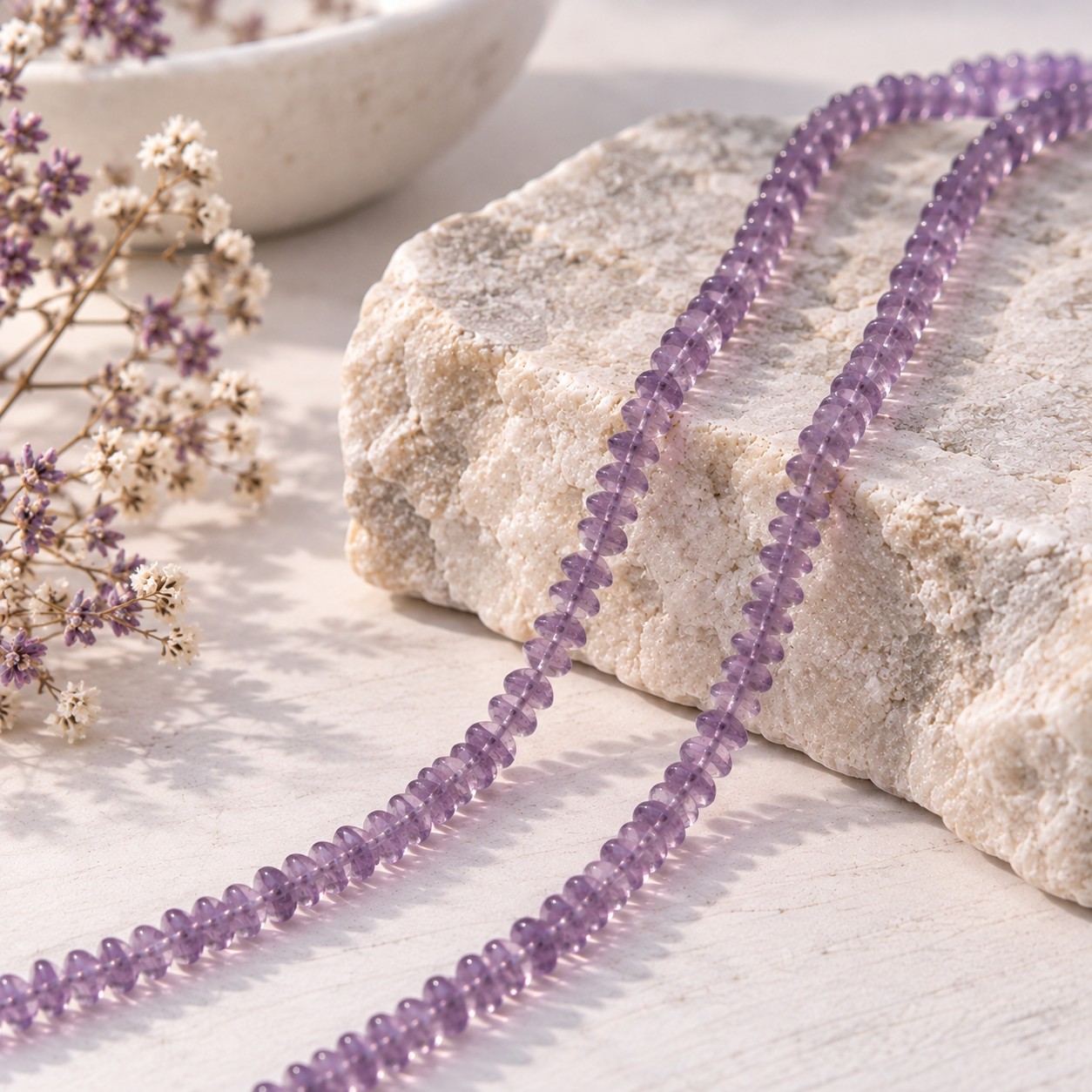 Amethyst Perlenstrang unregelmäßige Rondelle 4 x 2 mm (ca. 36 cm Länge)