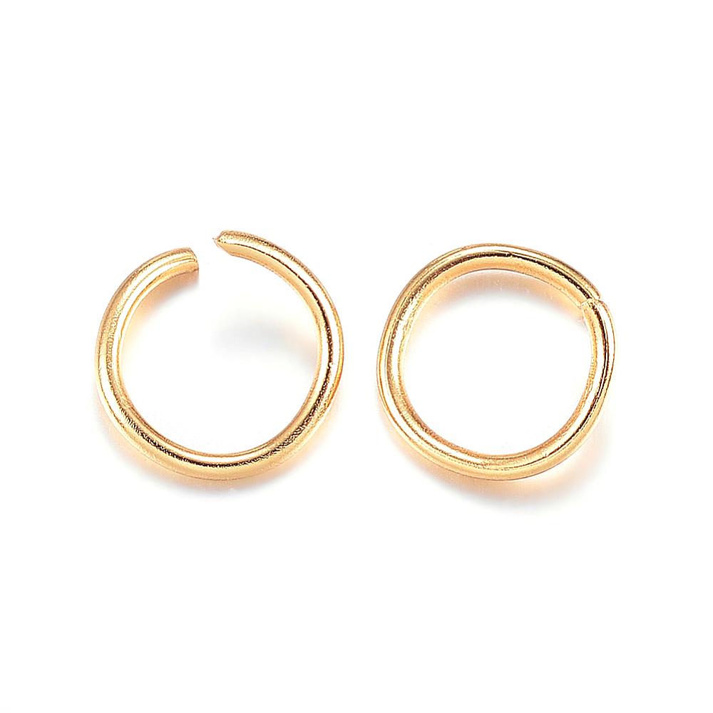 20 Edelstahl Biegeringe offen goldfarben 7 x 0,8 mm
