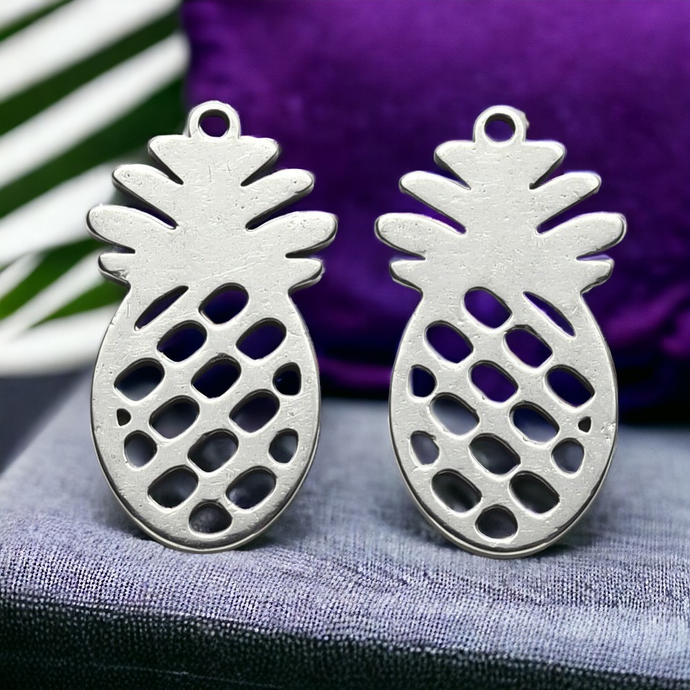 Edelstahl Charm Anhänger Ananas 18 x 10 x 1 mm