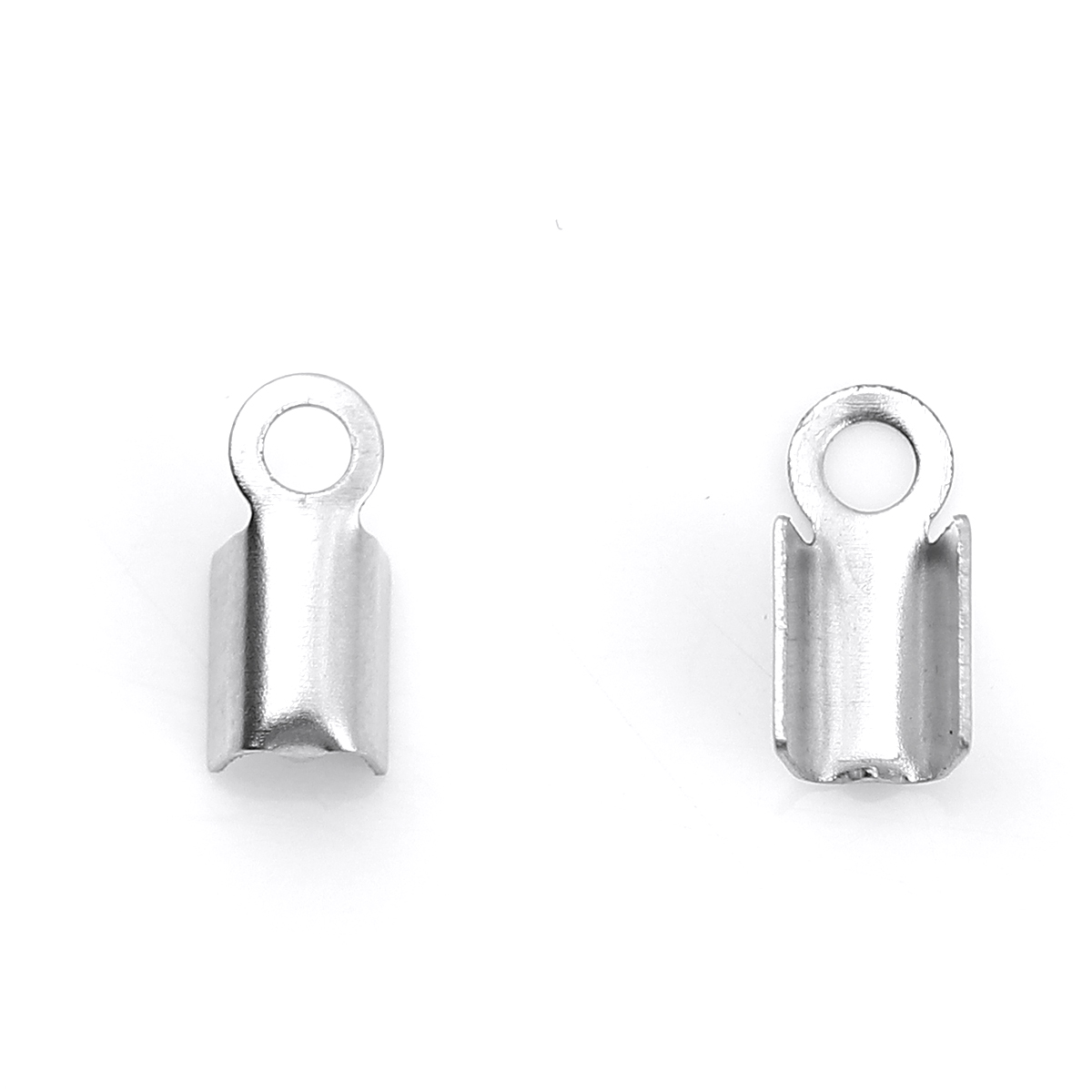 6 Edelstahl Bandenden Endstücke silberfarben für 3 mm Schnur 9 mm x 4 mm