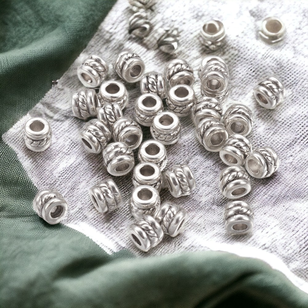 25 Zwischenperlen Spacer tibetischer Stil antik silberfarben 5 x 4 mm