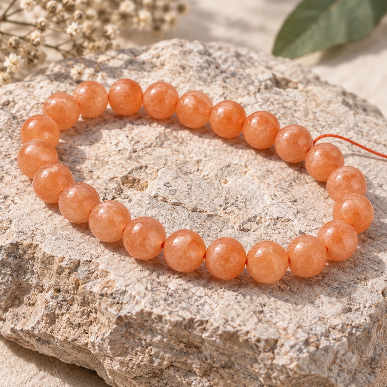 Kurzer Jade Perlenstrang 8 - 8,4 mm orange gefärbt (ca. 23 Perlen / ca. 18,5 cm)