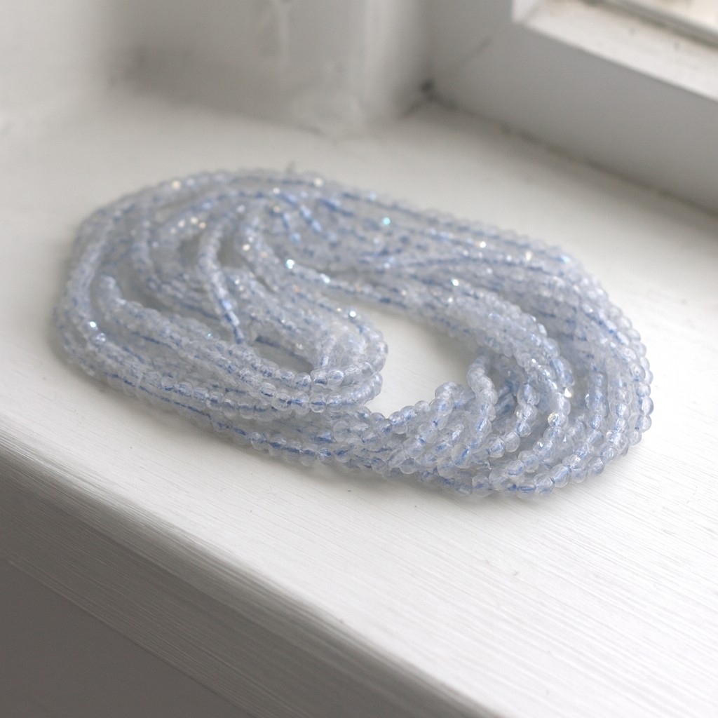 Aquamarin Perlenstrang 2,5 mm facettiert (ca. 180 Perlen / ca. 38 cm Länge)