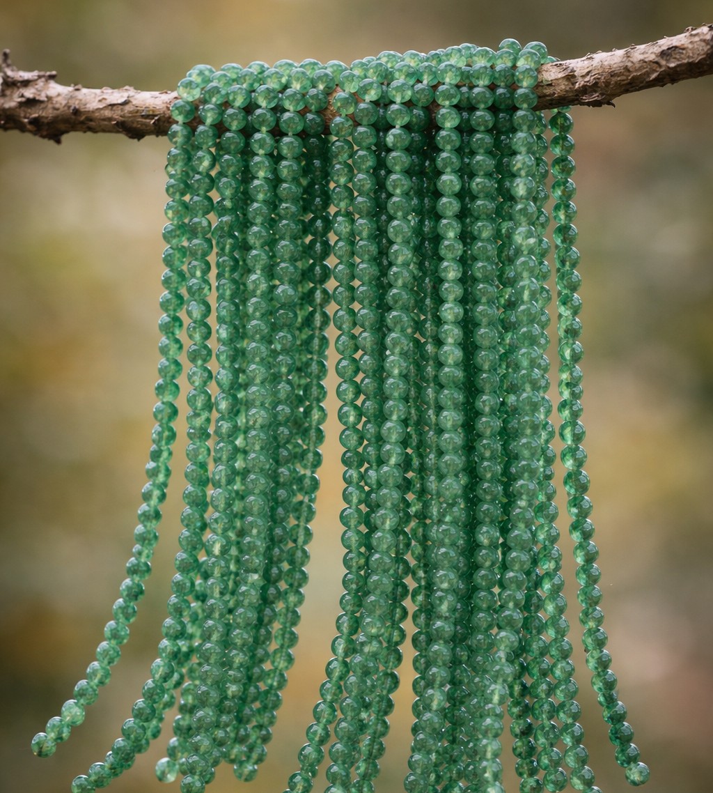 Grüner Aventurin Perlenstrang unregelmäßige Perlen 3,6 mm (ca. 33 cm Länge) - Naturstein Perlen für Schmuckherstellung