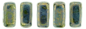 30 hochwertige tschechische Glasperlen doppelt gebohrt 6 x 3 mm Luster - Gold Turquoise