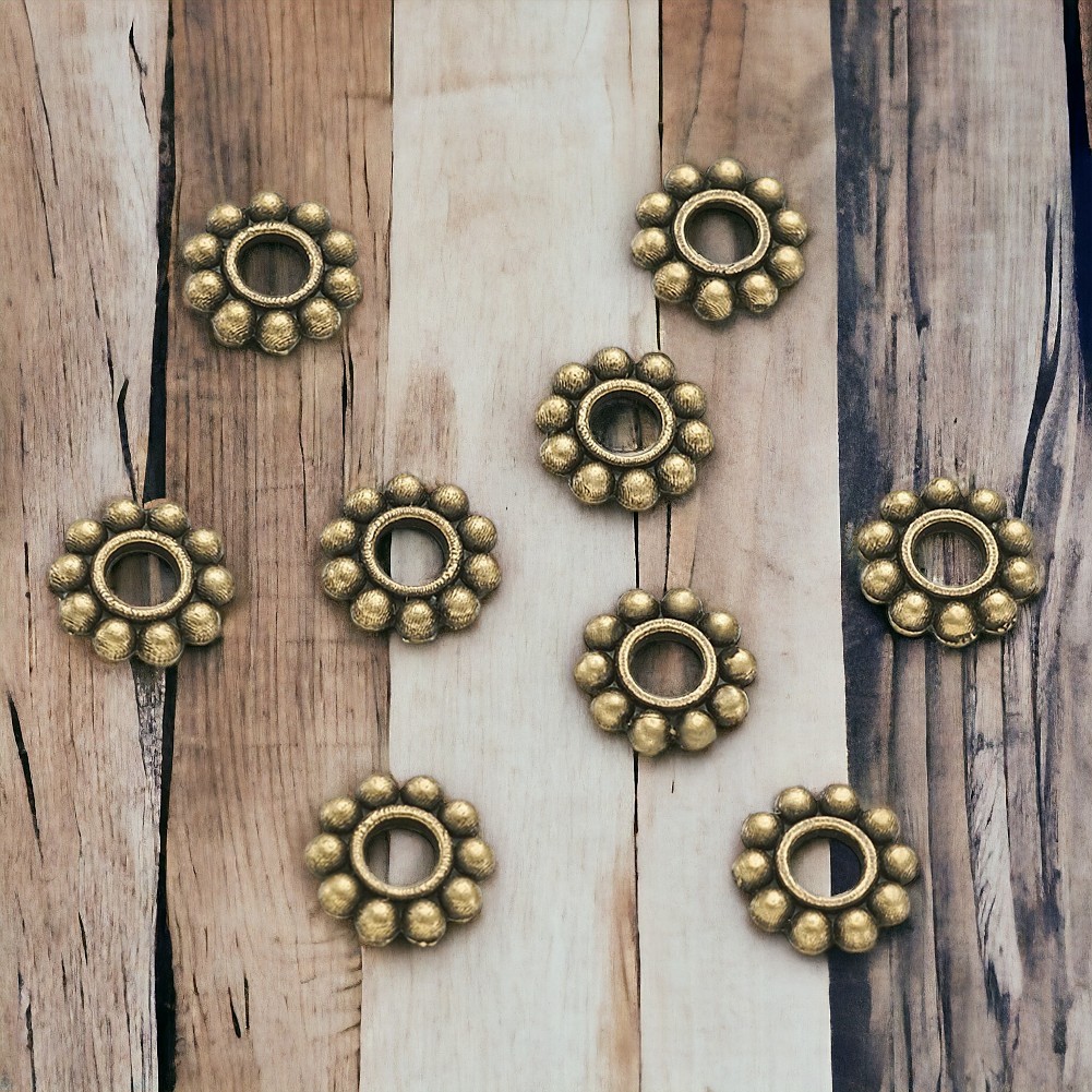 20 Zwischenperlen Spacer Blume antik bronzefarben 6,5 x 1,5 mm