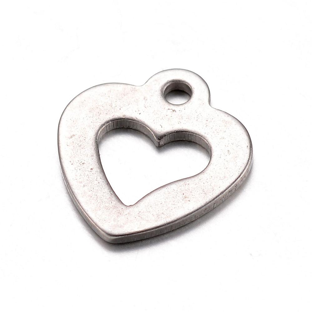 3 Charm Anhänger Herz Edelstahl