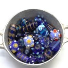 Böhmische Lampwork und Glasperlen 50 Gramm Überraschungsbeutel blau