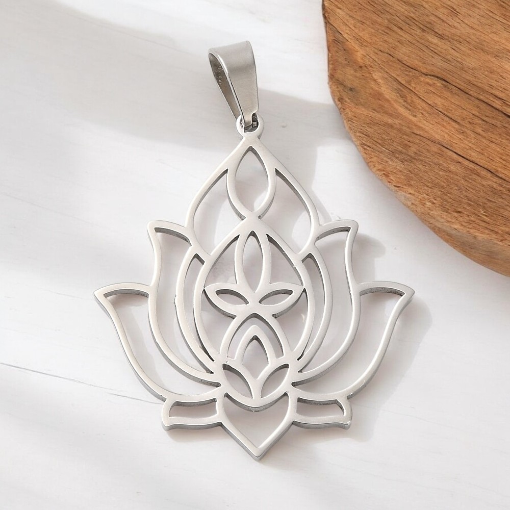 Edelstahl Anhänger Lotusblume  28 x 24 x 1 mm