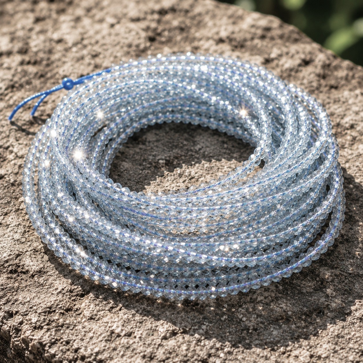 Aquamarin Perlenstrang 2,5 mm facettiert (ca. 180 Perlen / ca. 38 cm Länge)