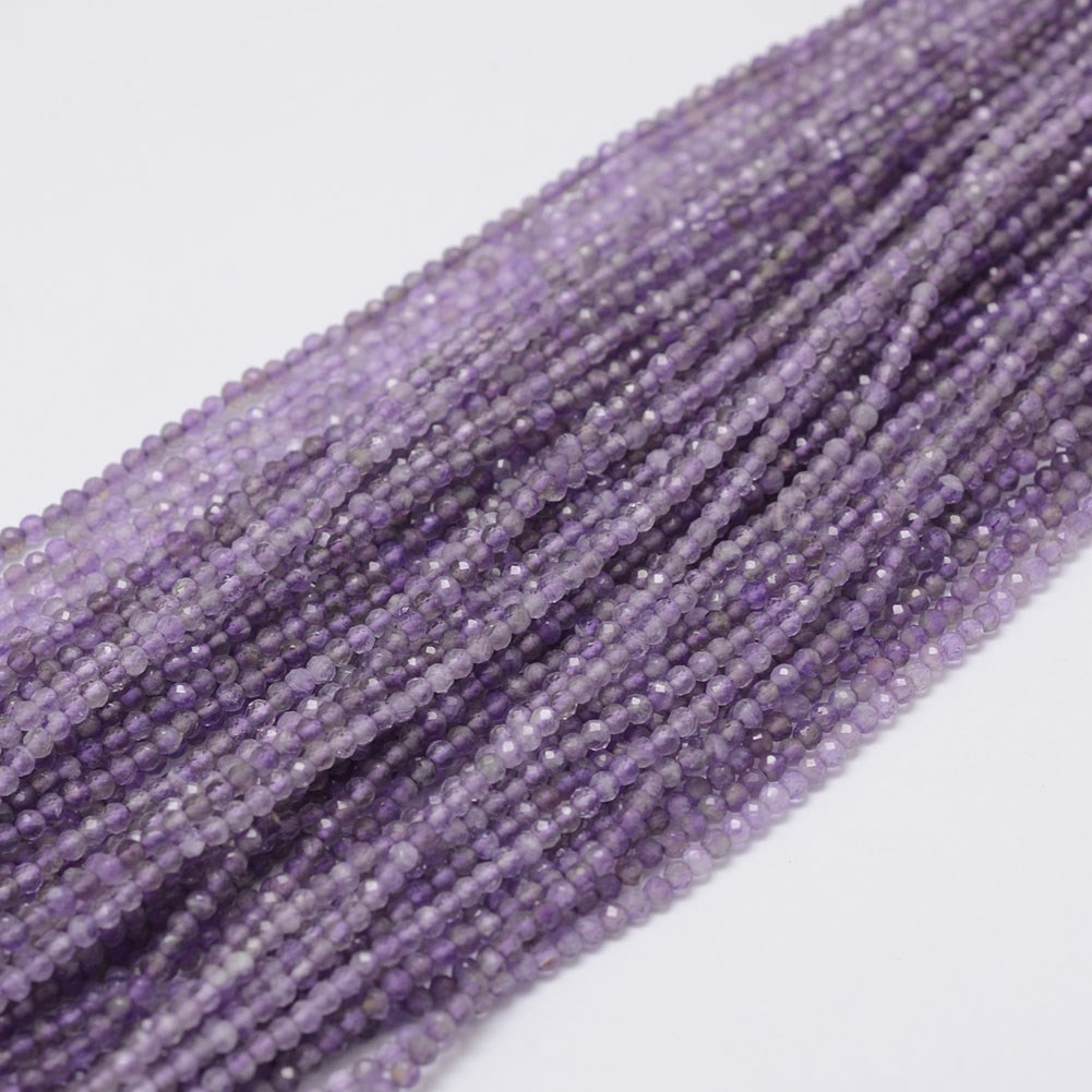 Amethyst Perlenstrang facettiert 2 - 2,3 mm (ca. 200 Perlen / ca. 39 cm Länge)