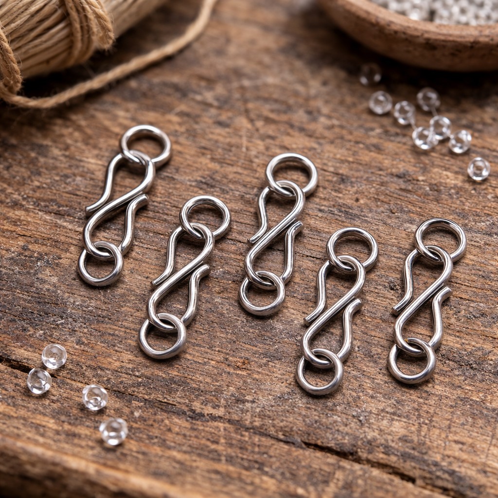 5 Hakenverschlüsse aus Edelstahl S-Form mit Biegeringen aus Edelstahl 12,5 x 6 x 1 mm