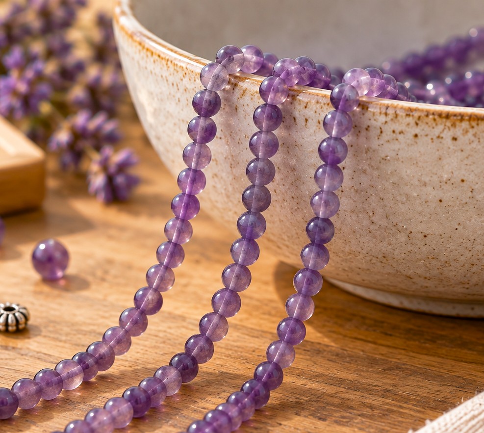 Amethyst Perlenstrang 4,8 mm unregelmäßige Perlen (ca. 33 cm Länge)