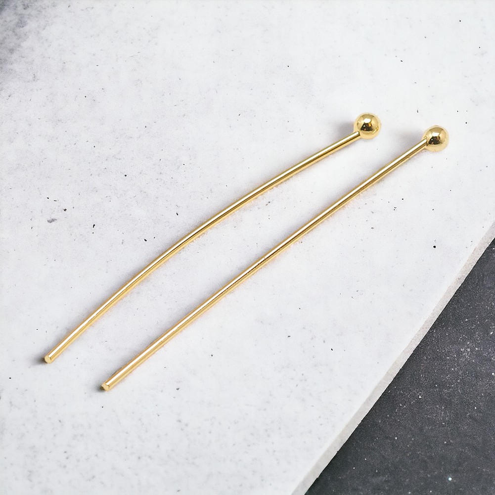 10 vergoldete 18k Kugelkopf Nietstifte 30 x 0,6 mm