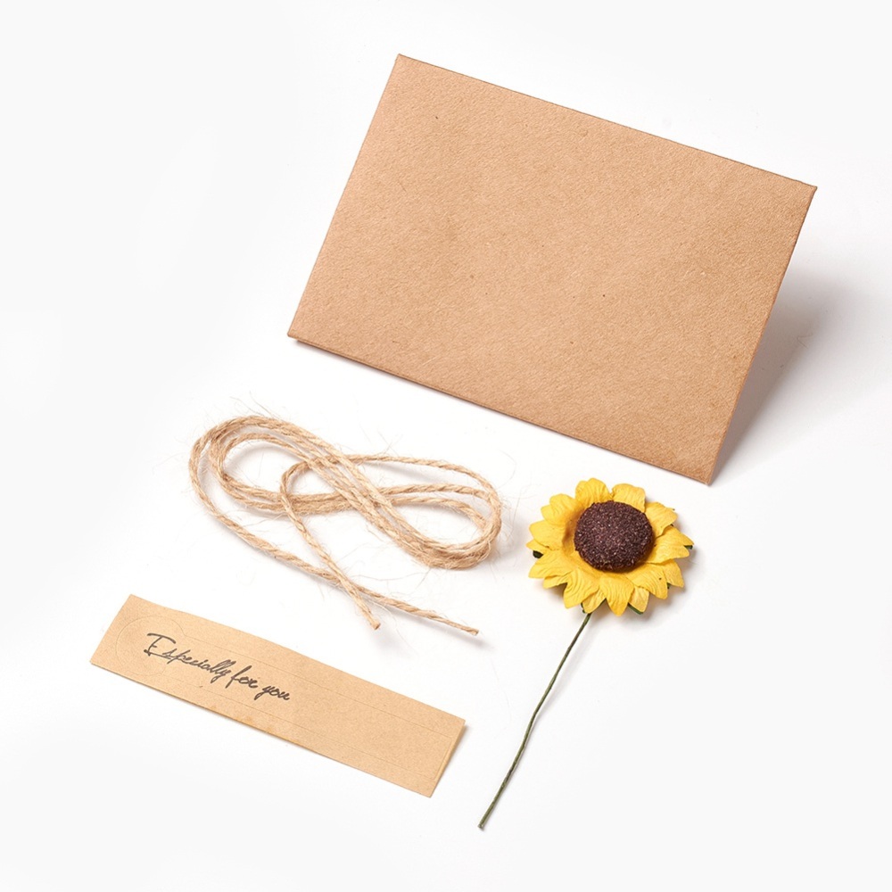 Natürliche Geschenkverpackung für DIY Schmuck mit Sonnenblume und Hanfschnur 10,5 x 7,2 mm