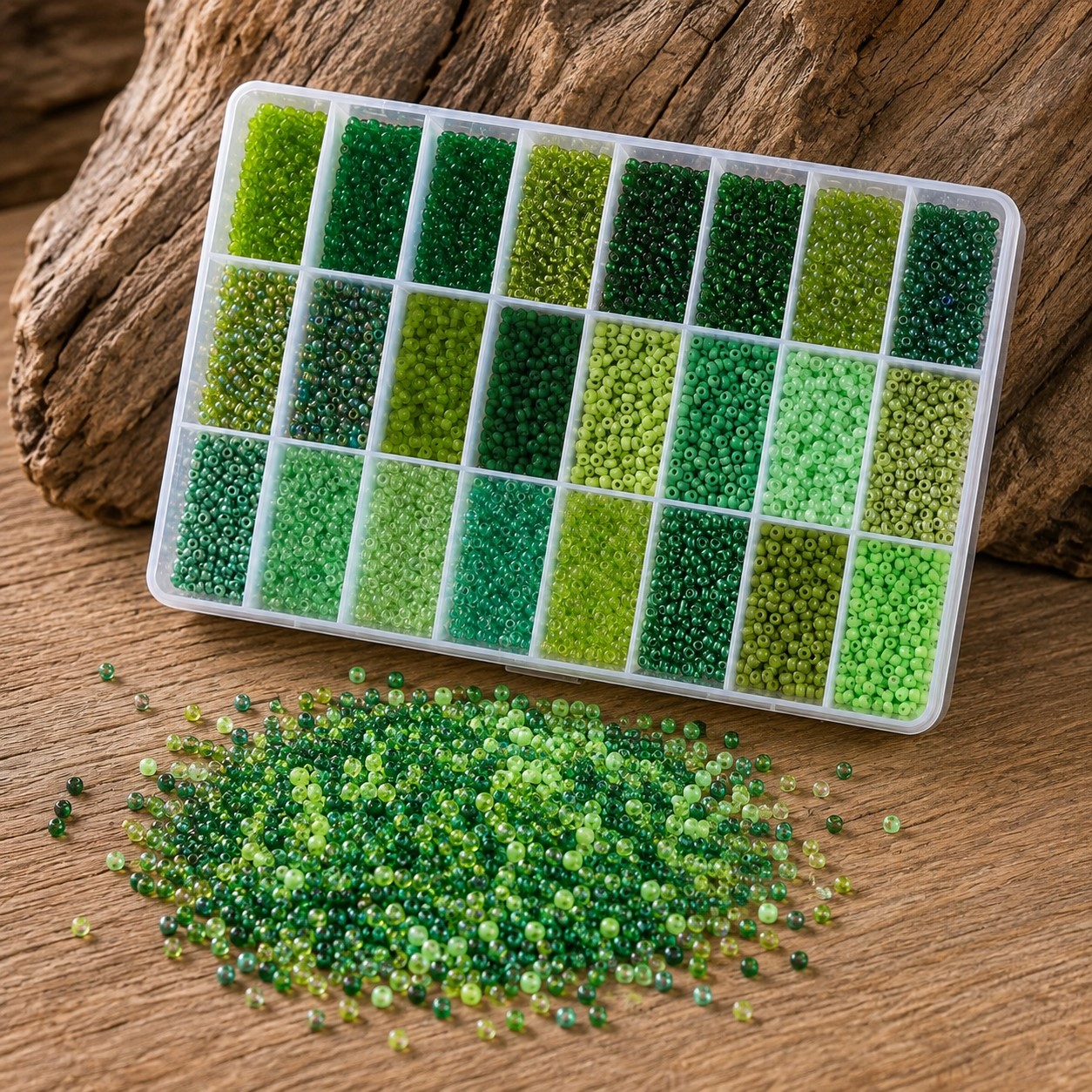 24 Farben K9 Glasperlen Rocailles Mischpackung 8/0 ca. 3 - 4 x 2 - 3 mm