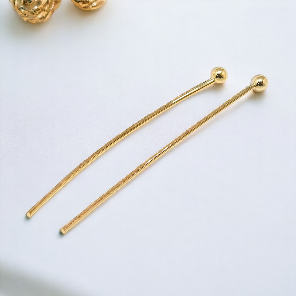 10 vergoldete 18k Kugelkopf Nietstifte 30 x 0,6 mm