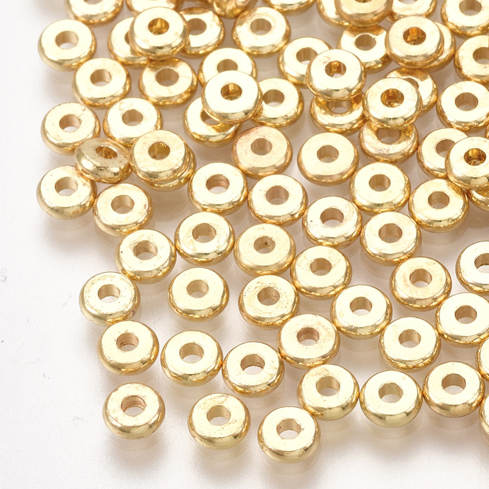 15 Metallperlen Zwischenperlen Spacer 4 x 1,6 mm 18k vergoldet