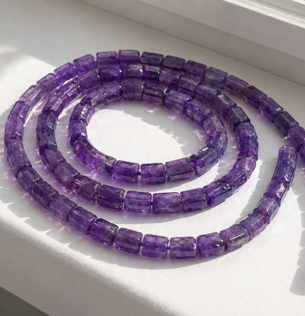 Amethyst Perlenstrang unregelmäßige Rechtecke ca. 7,5 - 8 x 4 - 4,5 mm (ca. 33 cm Länge)