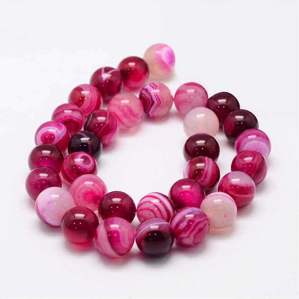 Achat Perlenstrang pinkfarben rund glatt glänzend gefärbt 6 - 6,5 mm (ca. 62 Perlen / ca. 38 cm Läng