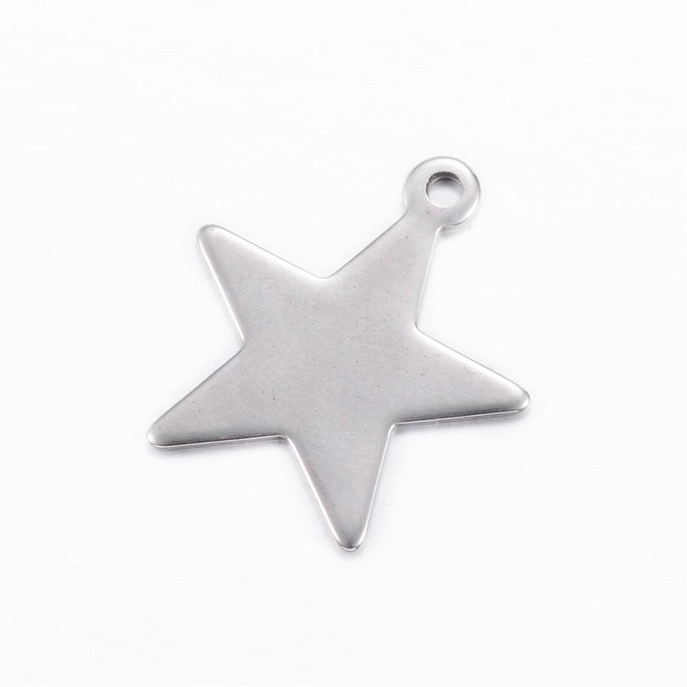 3 Edelstahl Charm Anhänger Stern