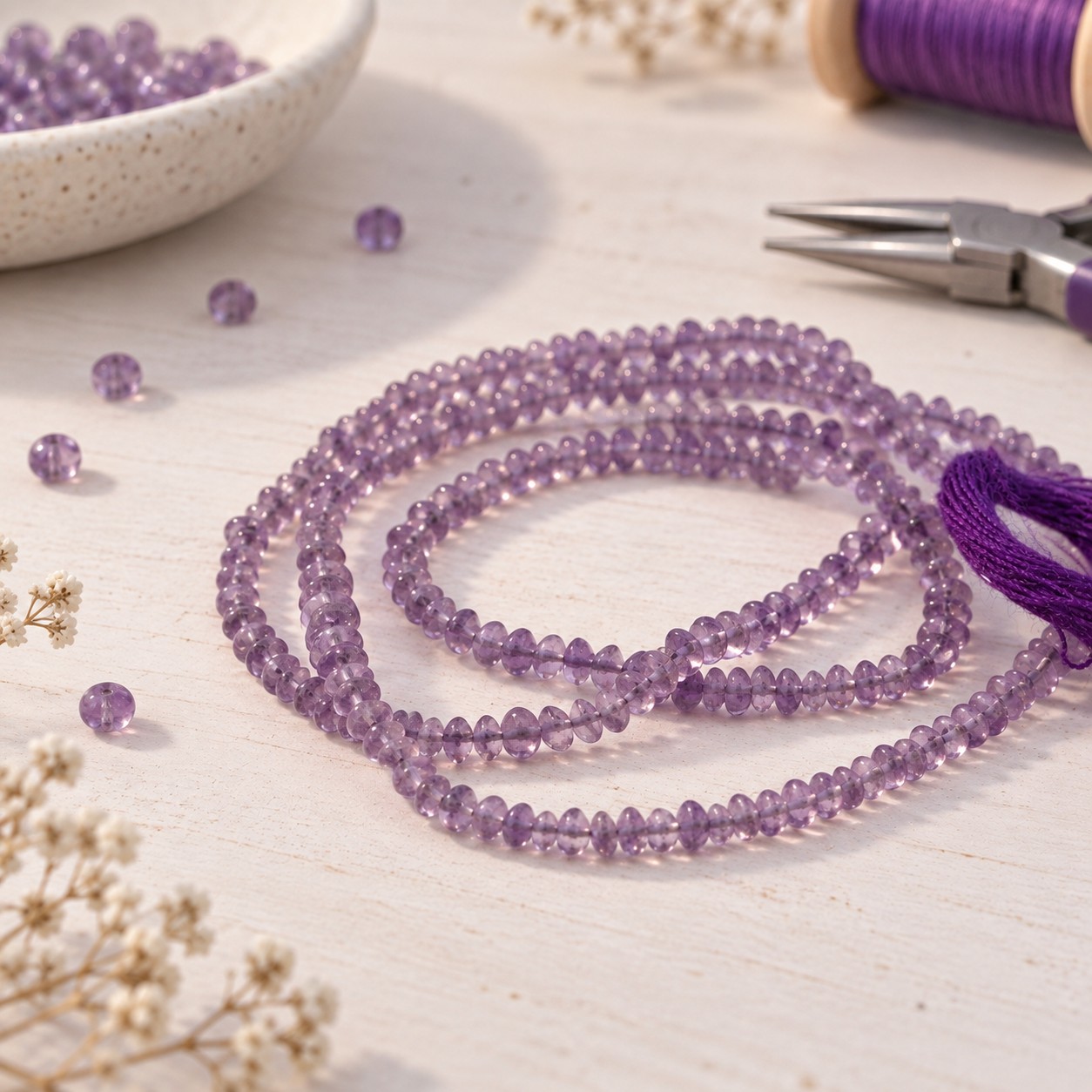 Amethyst Perlenstrang unregelmäßige Rondelle 4 x 2 mm (ca. 36 cm Länge)