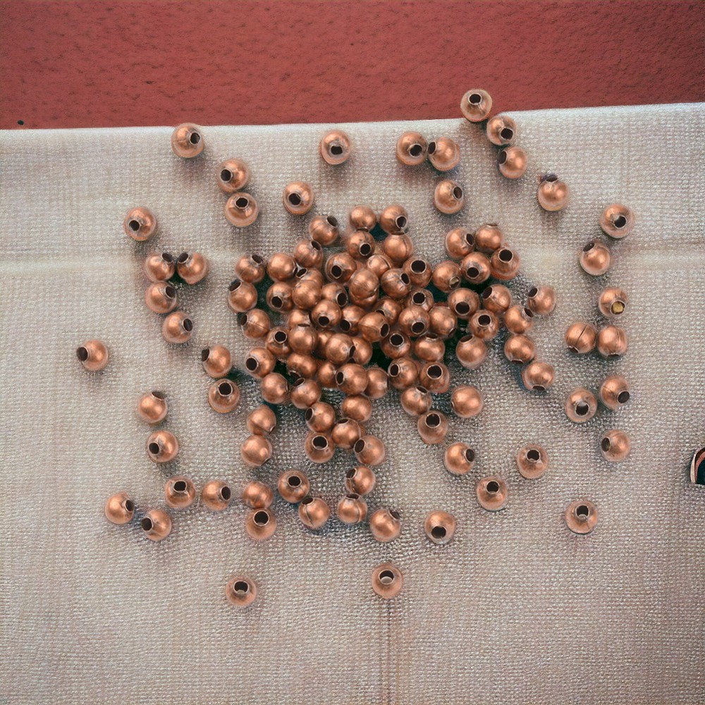 50 Zwischenperlen Spacer aus Eisen kupferfarben 4 mm rund