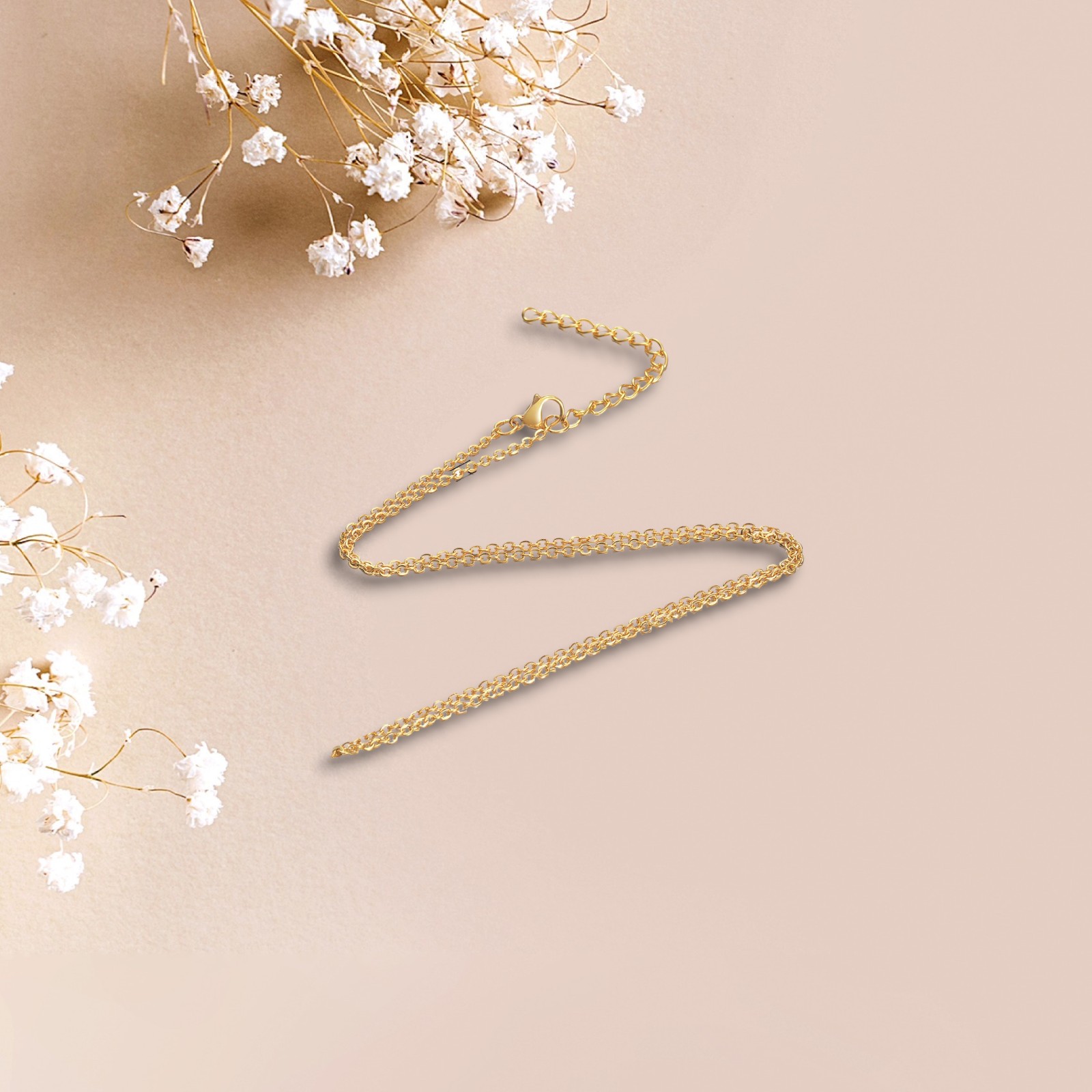 Edelstahl Kette goldfarben 57 cm Länge plus 4 cm Verlängerungskettchen