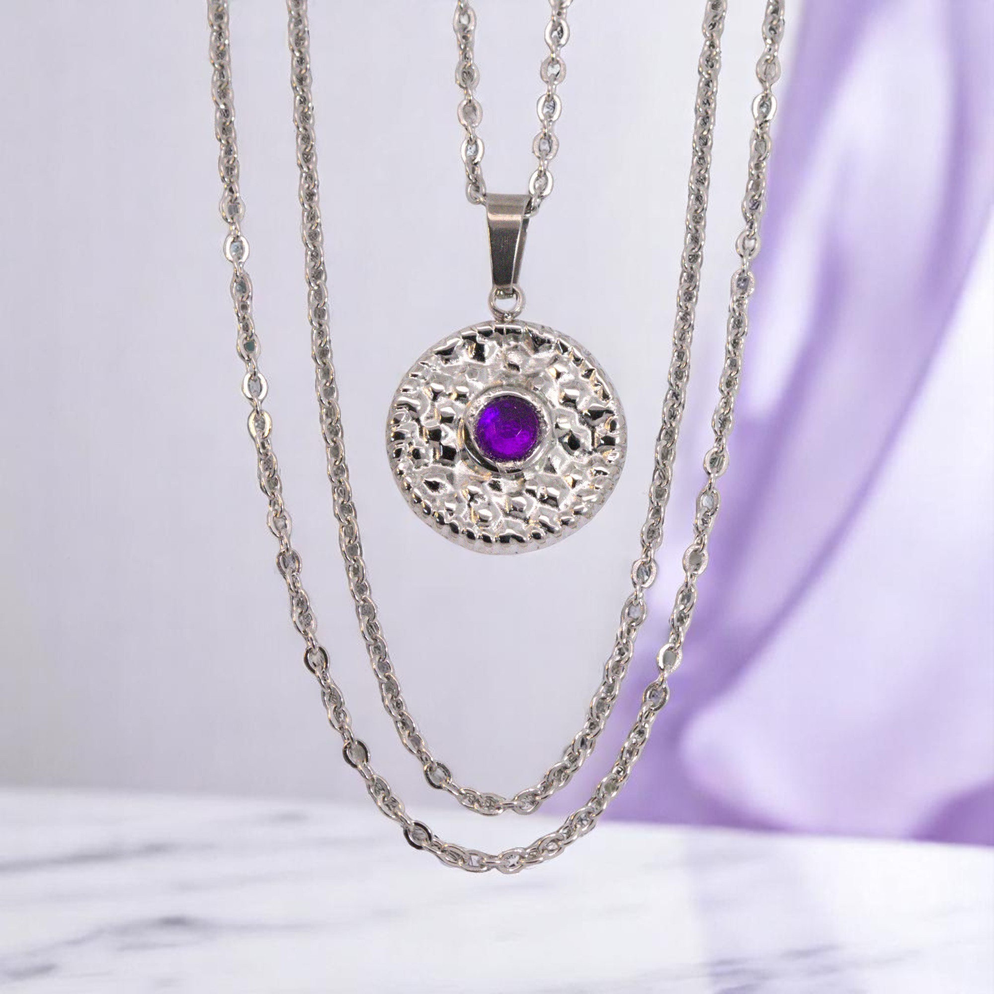 Bastelset Edelstahl Kette mit Cabochon Anhänger