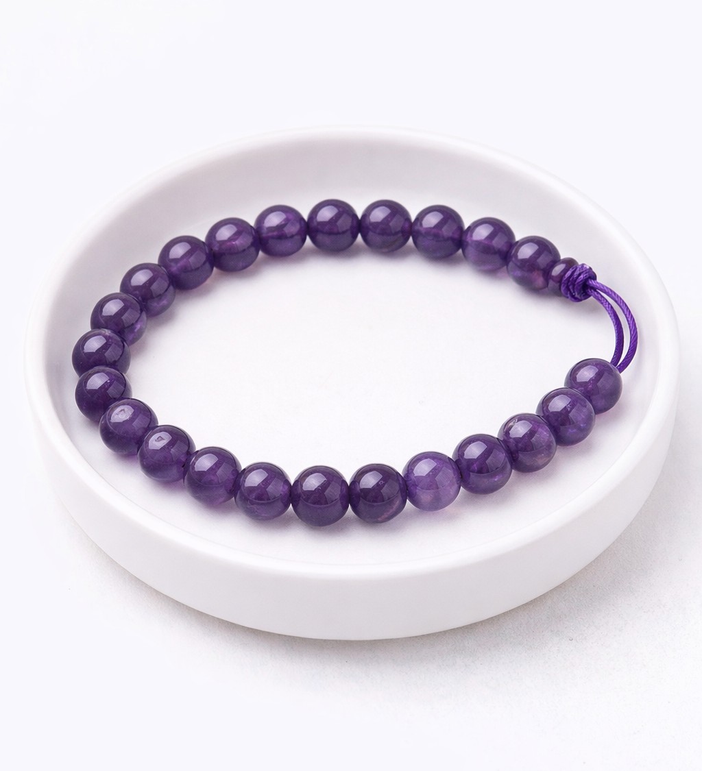 Natürlicher kurzer Amethyst Perlenstrang 6 - 6,5 mm Halbstrang (ca. 31 Perlen / ca. 19 cm Länge)