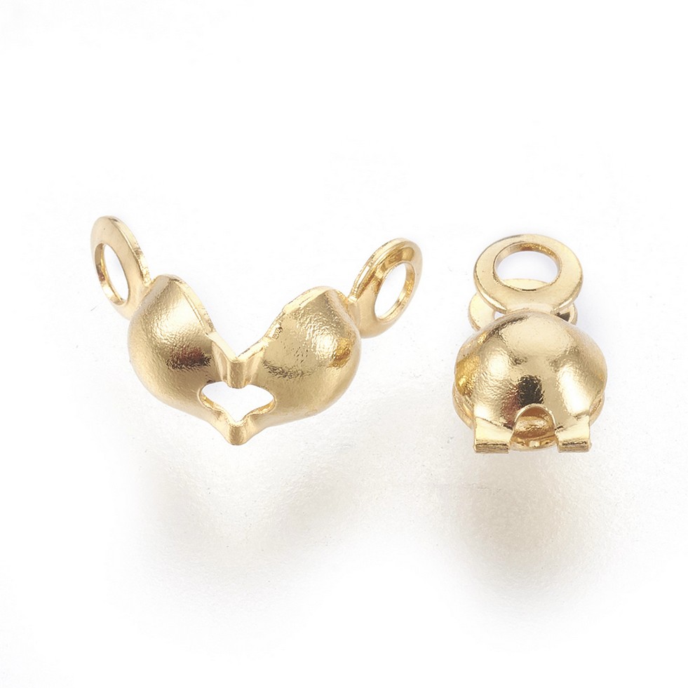6 stabile Edelstahl Quetschkalotten Kalotten Bandenden goldfarben 8 x 4 mm