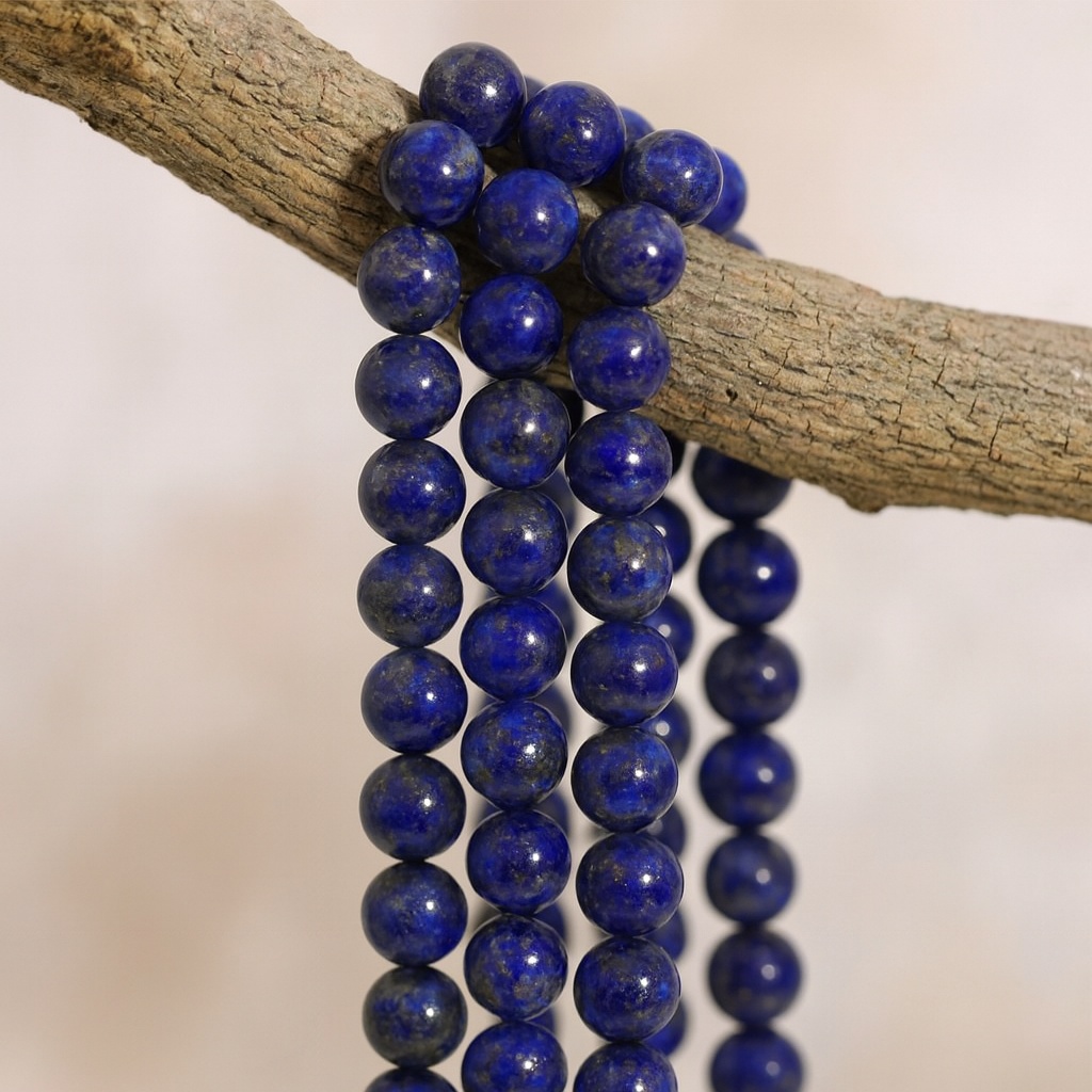 Lapislazuli Perlenstrang 6,2 - 6,8 mm rund glatt glänzend (ca. 62 Perlen / ca. 38 cm Länge)