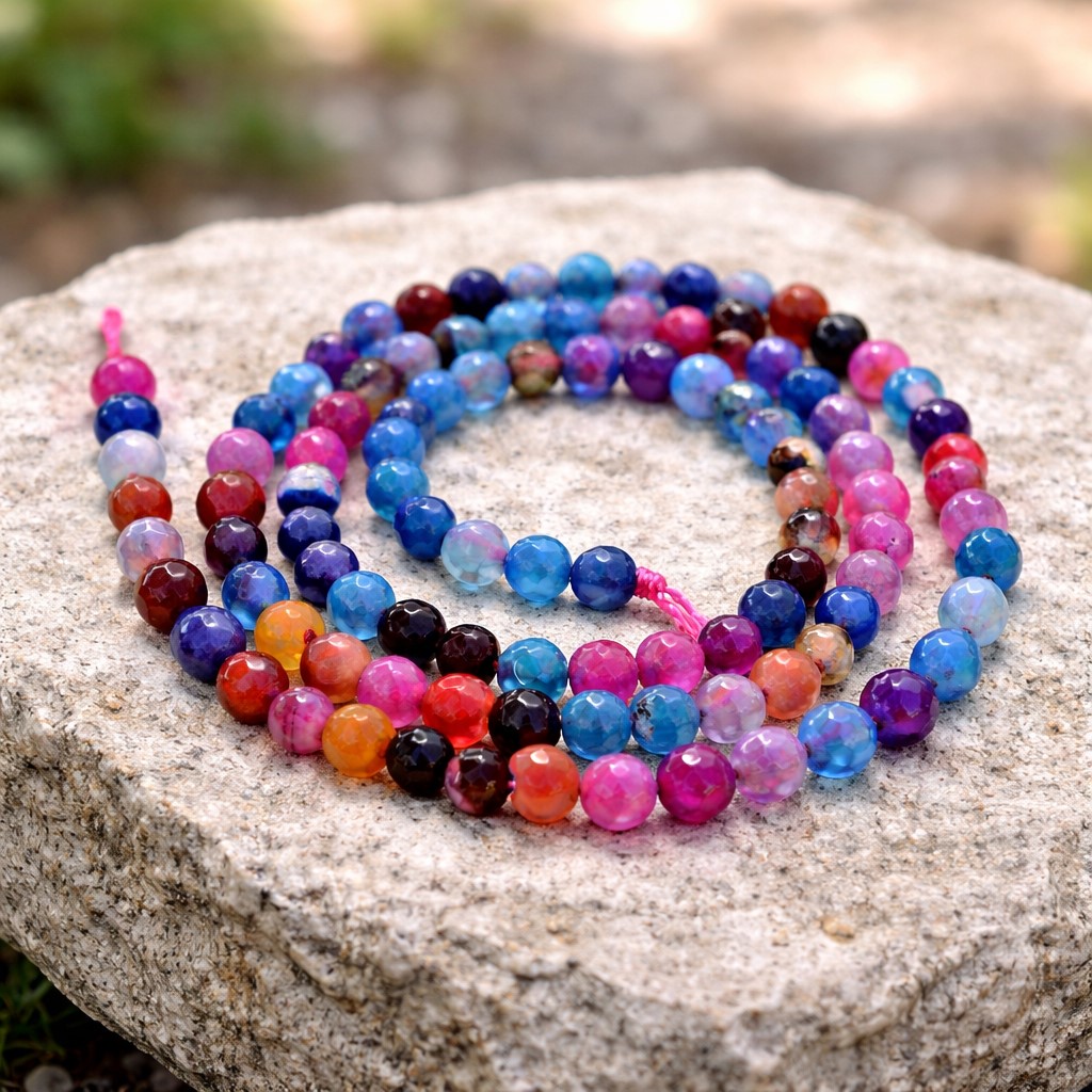 Facettierter Achat Perlenstrang gefärbt bunt 4 - 4,4 mm (ca. 92 Perlen / ca. 37 cm Länge)