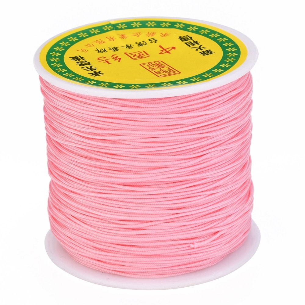 1 Rolle geflochtene Nylonschnur rosa 0,8 mm zur Schmuckherstellung (ca. 90 Meter Länge)