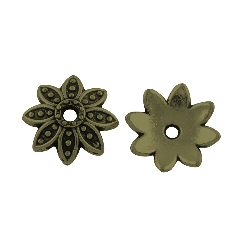 20 tibetische Perlkappen aus Metall 9 x 2 mm antik bronzefarben