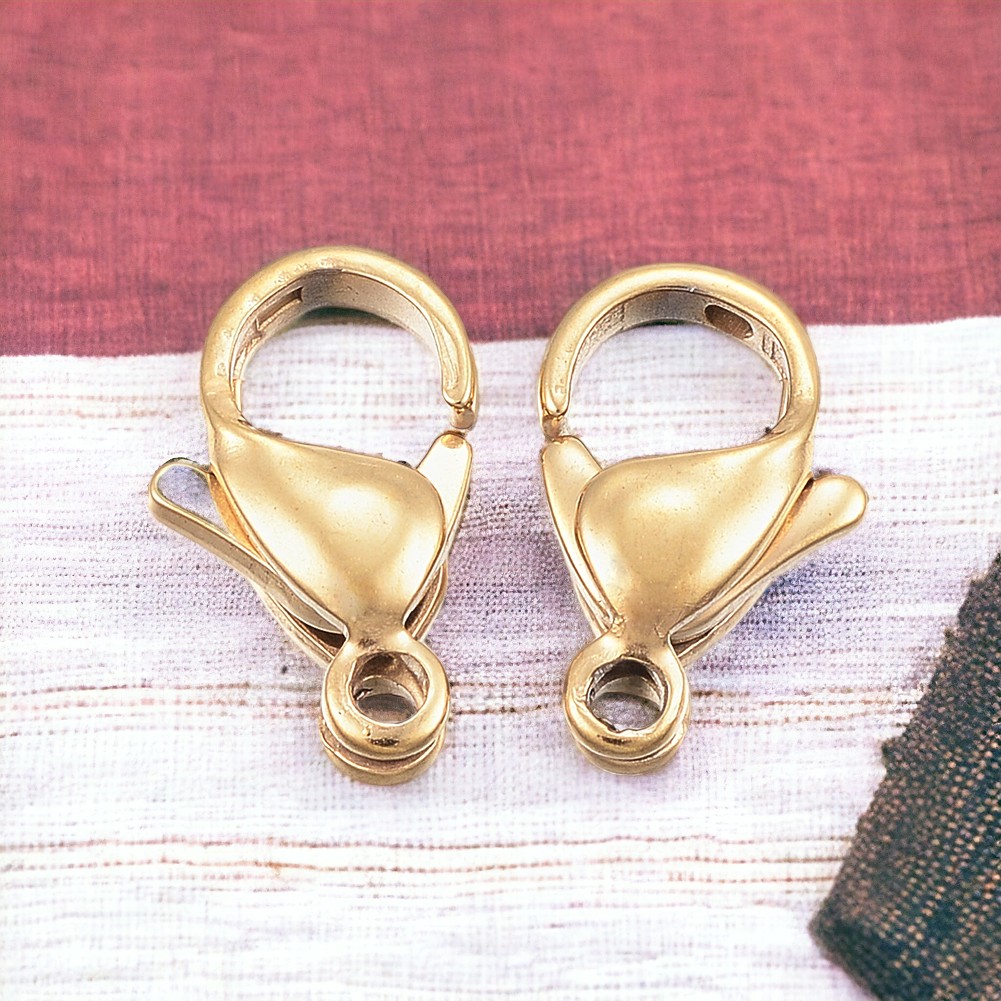 2 Edelstahl Karabinerverschlüsse 24k vergoldet 12 x 7 x 3,5 mm