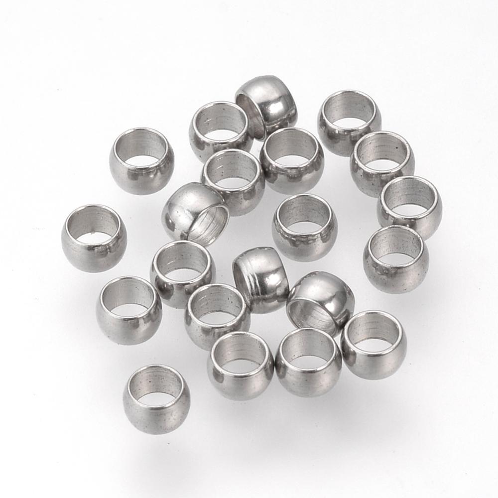 30 Edelstahl Quetschperlen 3 x 2 mm