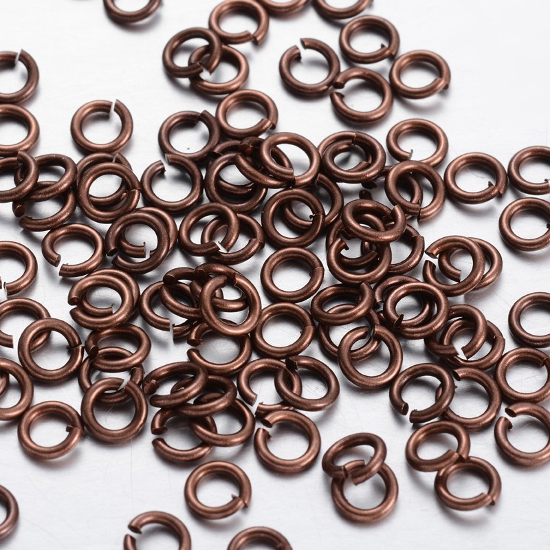 20 offene Binderinge 18 Gauge rotkupferfarben 6 x 1 mm