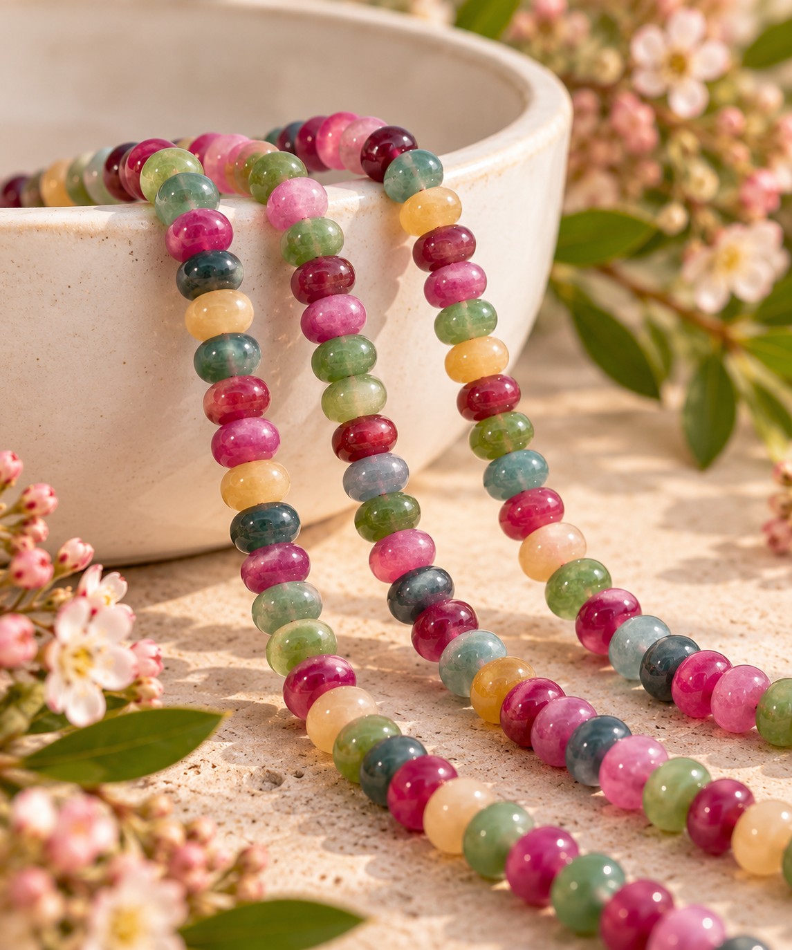 Jade Perlenstrang Rondelle 8 - 8,5 mm gefärbt (ca. 72 Perlen / ca. 38 cm Länge)