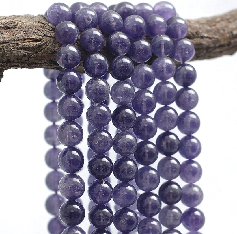 Amethyst Perlenstrang 6,5 - 6,7 mm rund glatt glänzend (ca. 60 Perlen / ca. 39 cm Länge)