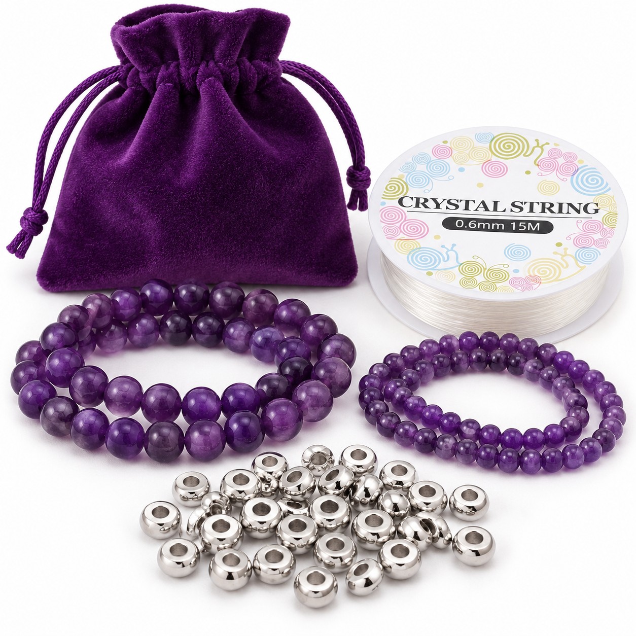 SEELENRUHE - DIY Armband Bastelset mit Amethyst Edelsteinperlen