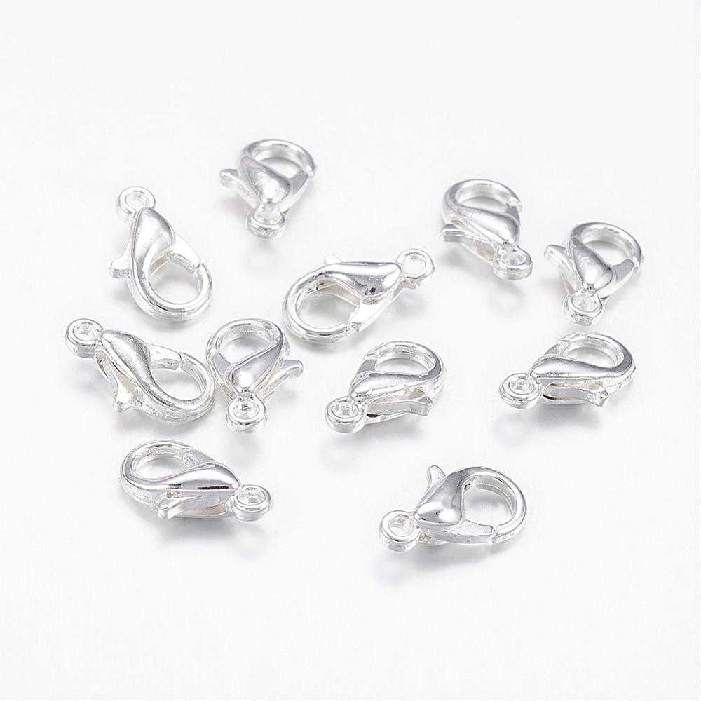 10 Karabinerverschlüsse silberfarben 10 x 6 mm