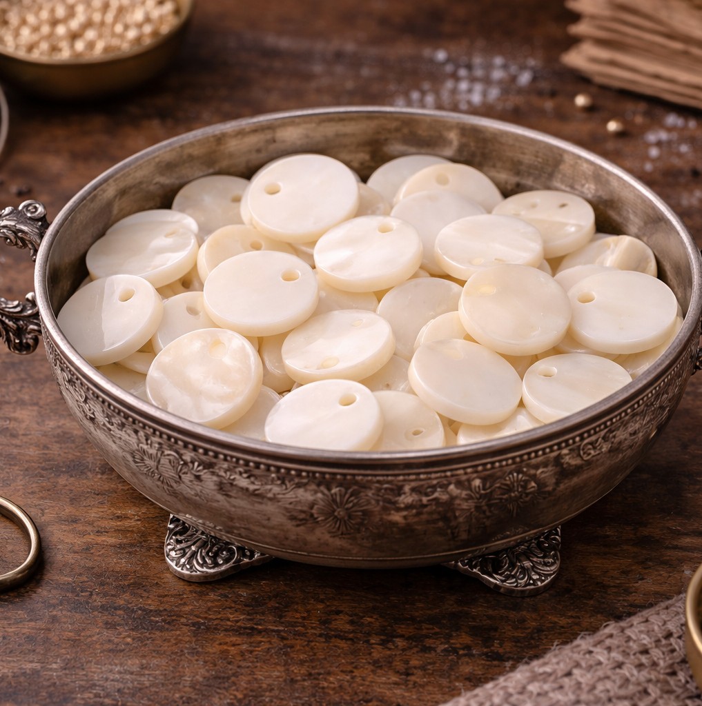 20 naturfarbne Muschel Perlmutt Anhänger 12 mm x 1 mm  Kopie