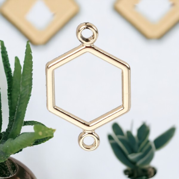 Verbinder Hexagon vergoldet 19 mm x 12 mm