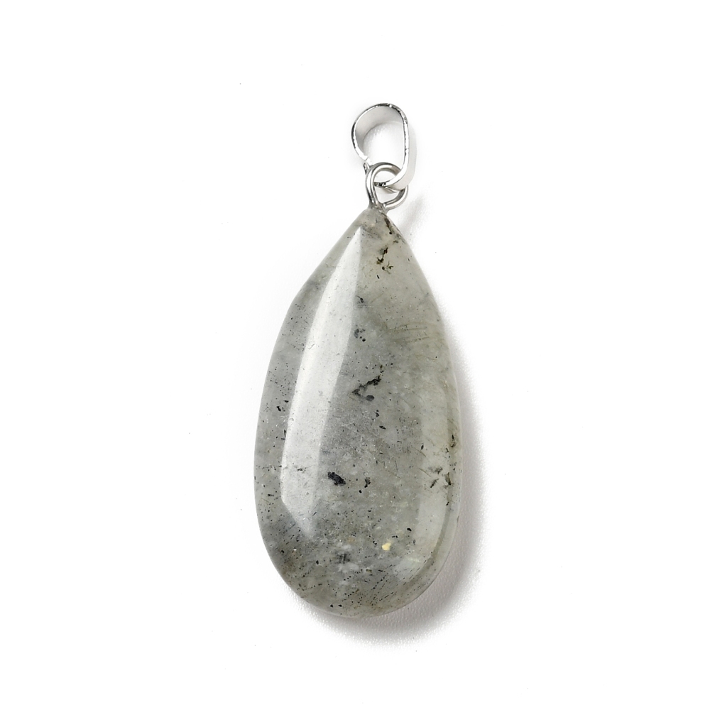 Natürlicher Labradorit Anhänger mit Anhängerschlaufe 33 x 15 x 7 mm