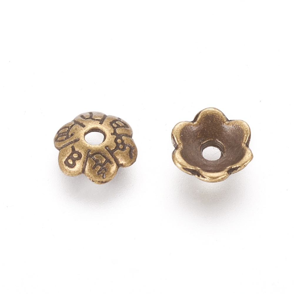 20 Perlkappen aus Metall antik bronzefarben 6 x 2 mm